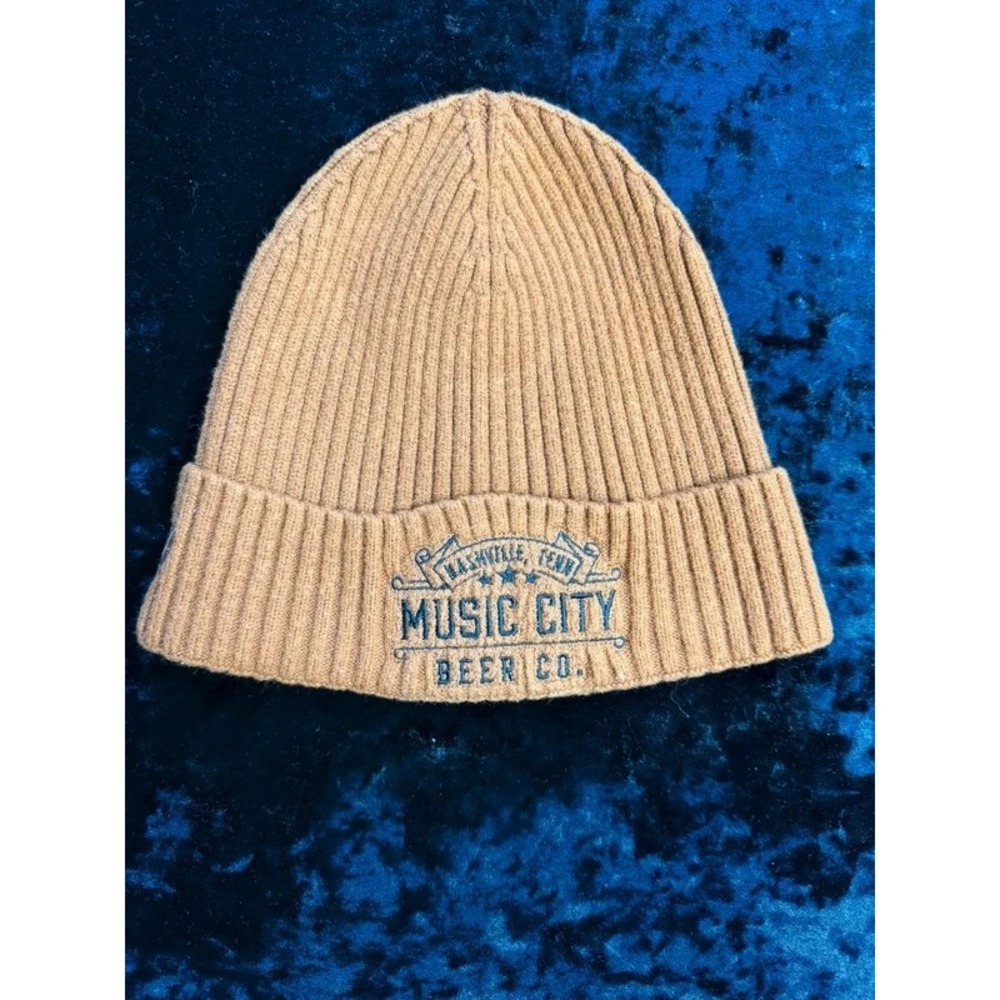 Music City Beer Co Nashville Beanie Cap America iK8550 Brown Ribbed OSFM